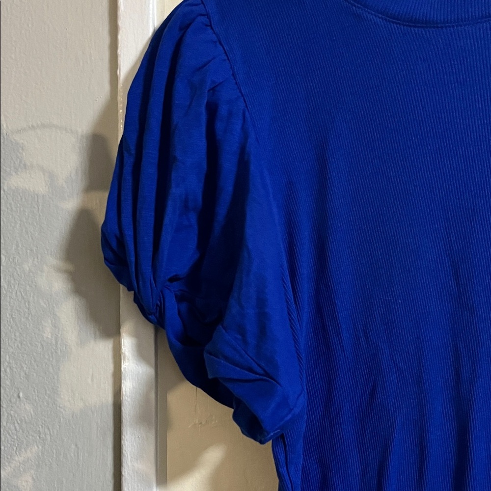 Vince Camuto Royal Blue Puff Sleeve Blouse - Picture 2 of 5